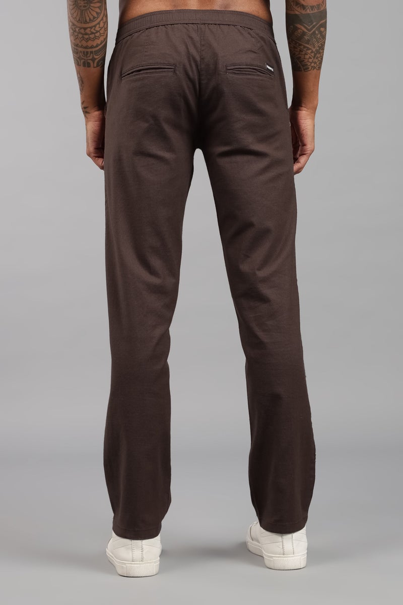 FABRIPPLE Men's Brown Linen Trouser - Image 2